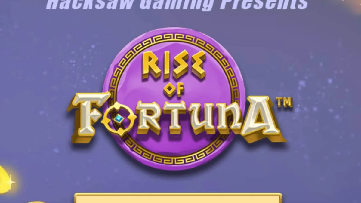 Goddess Fortuna sitting in a golden circle with ancient Roman columns in the background of Rise of Fortuna slot.